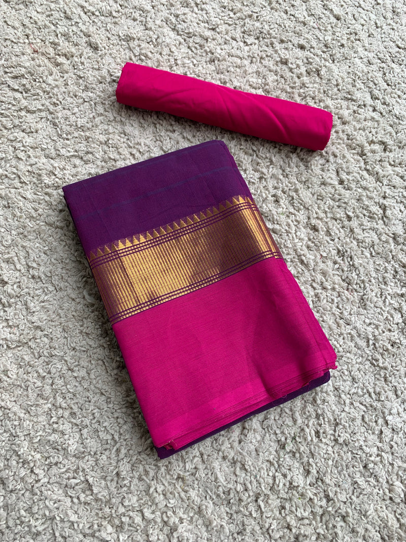 Purple chettinad cotton saree