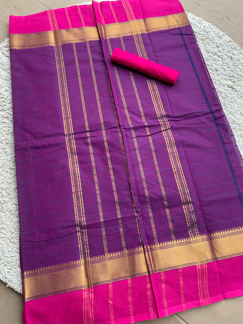 Purple chettinad cotton saree