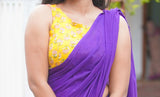 Purple mul cotton plain saree
