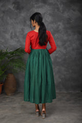 Red - Green Mul cotton dress (Top)