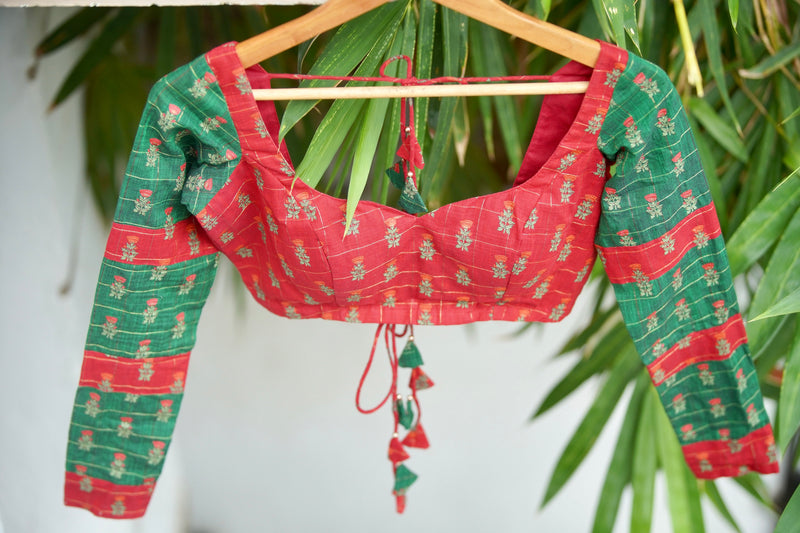 Red Green cotton Blouse