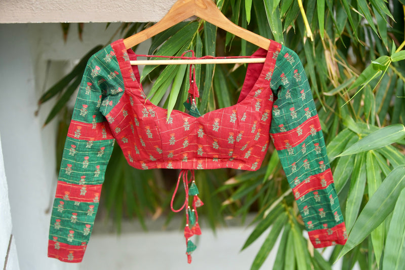 Red Green cotton Blouse