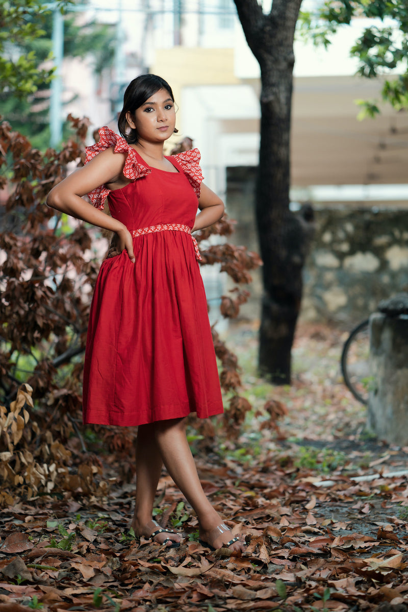 Red Mul cotton dress