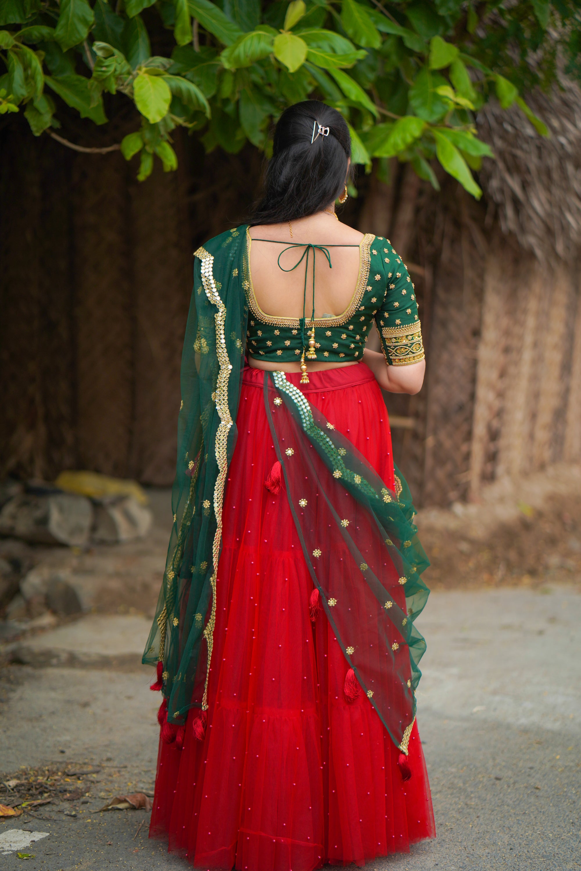 Be one of a kind! #ashwinireddy #red #mintgreen #green #lehenga #highwaist  #skirt #embr… | Half saree designs, Designer bridal lehenga choli, Lehenga  designs simple