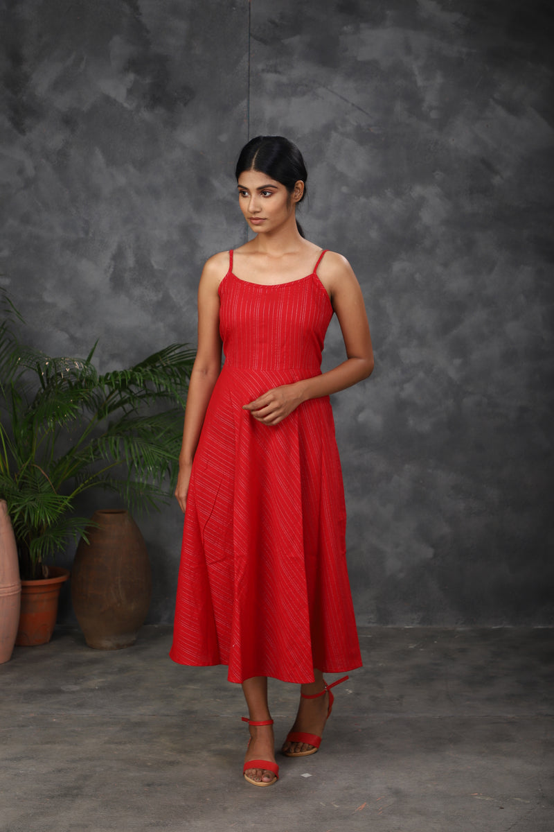 Red sleeveless cotton dress (Top)