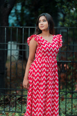 Red zigzag Cotton dress (Top)