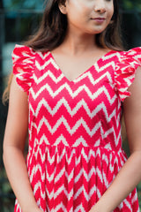 Red zigzag Cotton dress (Top)