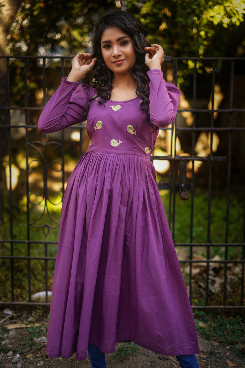 Violet Embroidery Mul cotton dress (Top)