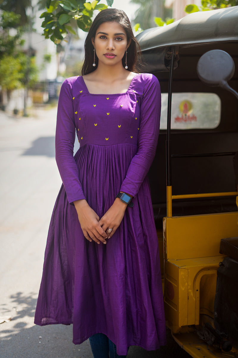 Violet Embroidery Mul cotton dress (Top) YoshnasByEla Violet Embroidery Mul cotton dress (Top) YoshnasByEla