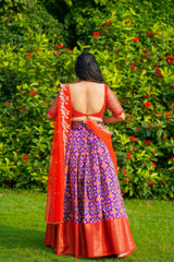 Violet Red Embroidery Silk  lehenga