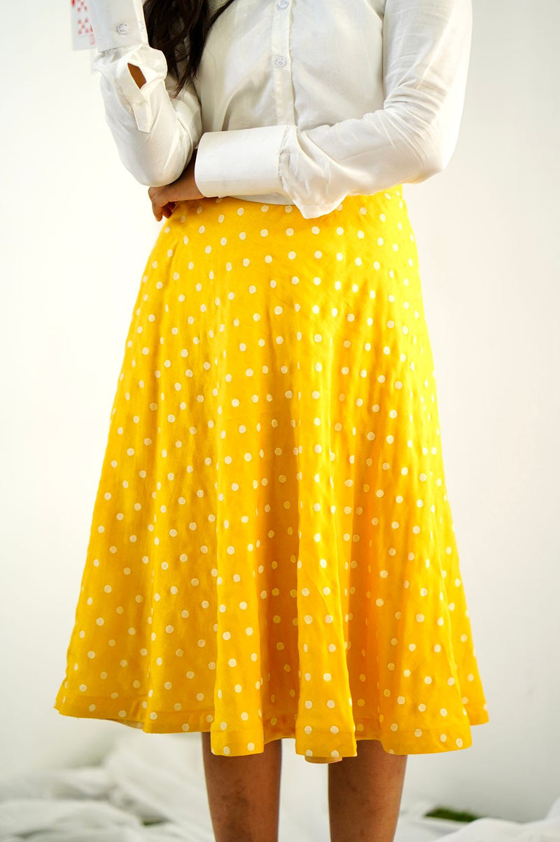 Yellow & Beige dual skirt
