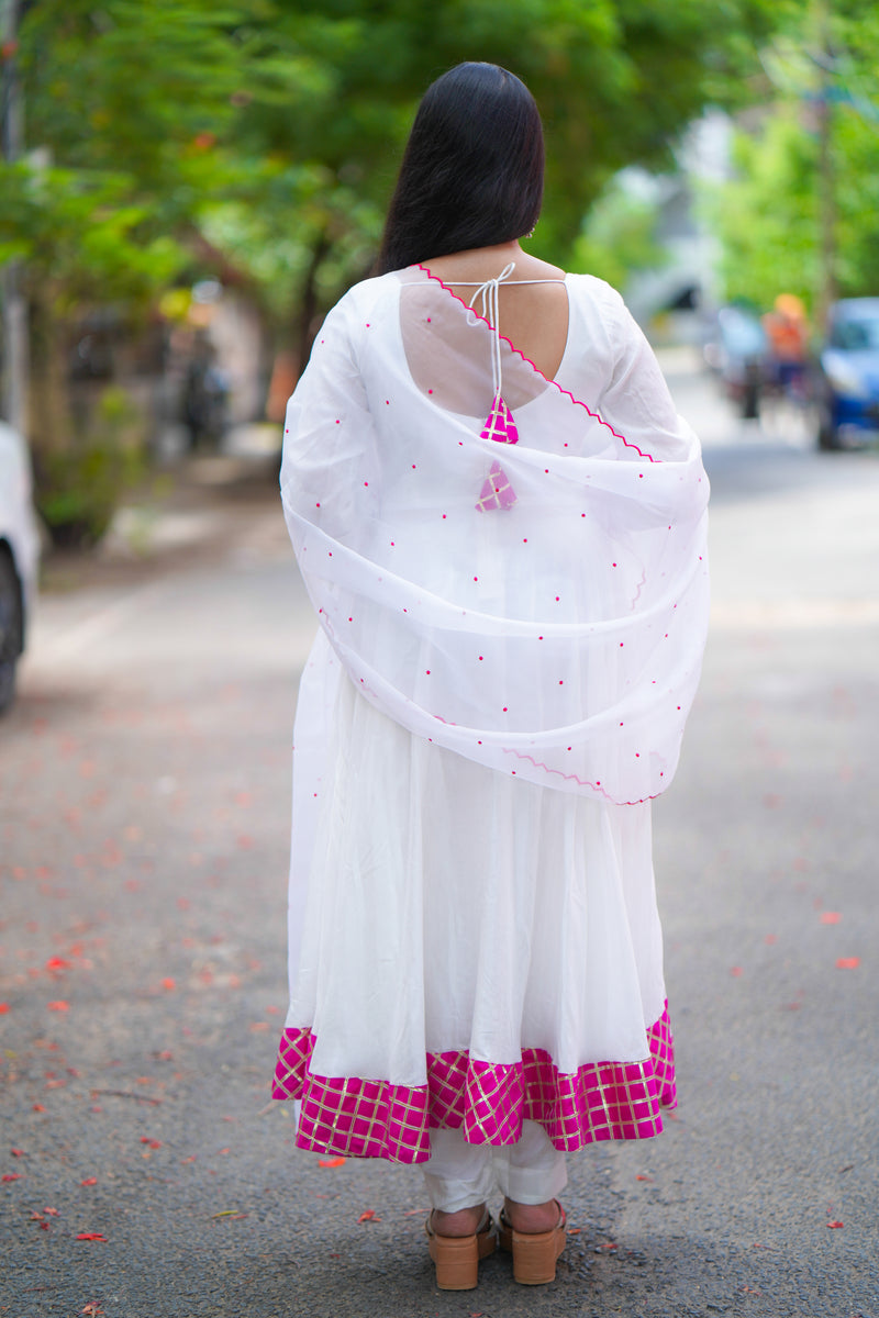 White & Pink Anarkali salwar