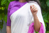Off White and Purple shaded mul cotton saree