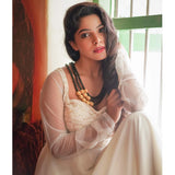 White designer anarkali