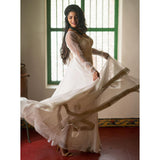 White designer anarkali