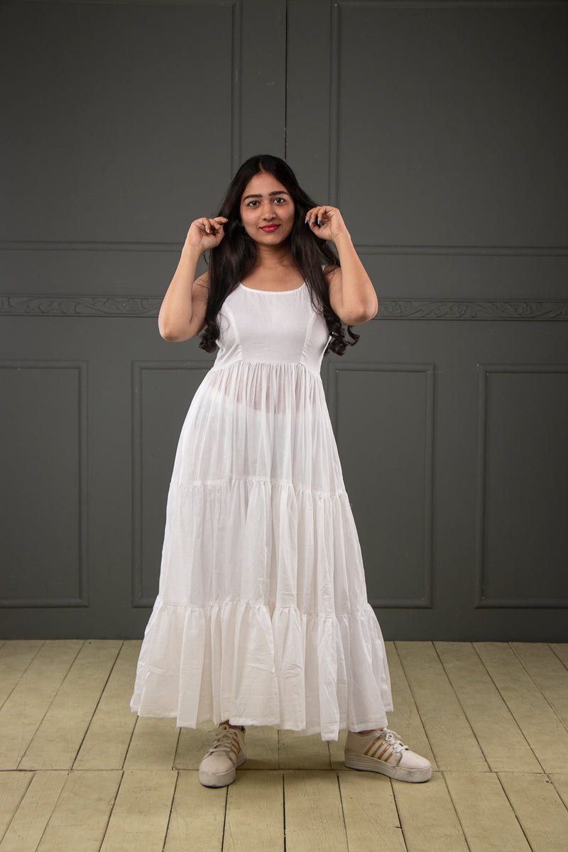 White mul cotton dress (Top) YoshnasByEla White mul cotton dress (Top) YoshnasByEla