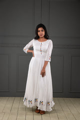 White warli Embroidery santoon anarkali