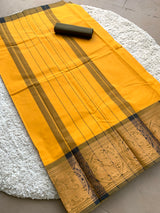 Yellow Chettinad cotton saree