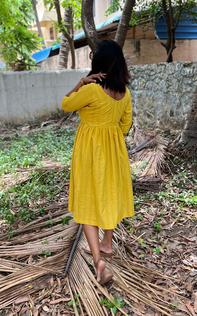 Yellow Cotton Dress YoshnasByEla Yellow Cotton Dress YoshnasByEla