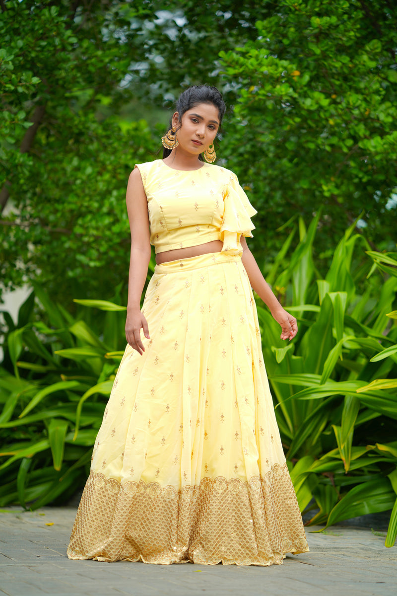 Yellow Georgette Skirt & Blouse