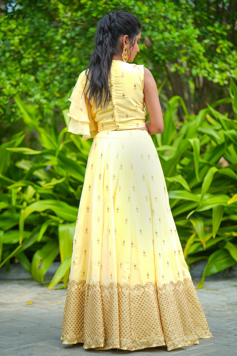 Yellow Georgette Skirt & Blouse
