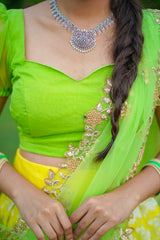 Yellow Green Silk lehenga