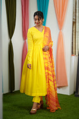 Yellow Mul cotton Salwar suit