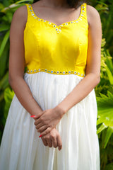 Yellow Santoon tie & dye anarkali