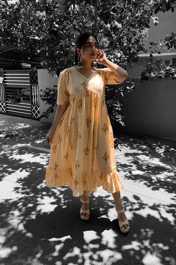 Yellow hot sale cotton dresses