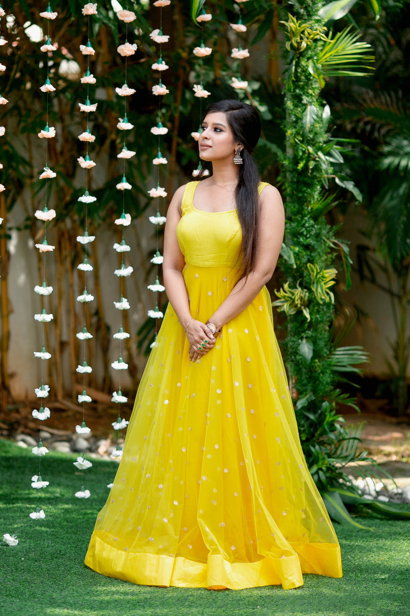 Sunshine yellow anarkali dress by Chappai | The Secret Label