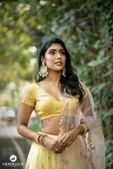 Yellow embroidery lehenga