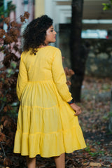Yellow plain Mul cotton dress (Top)