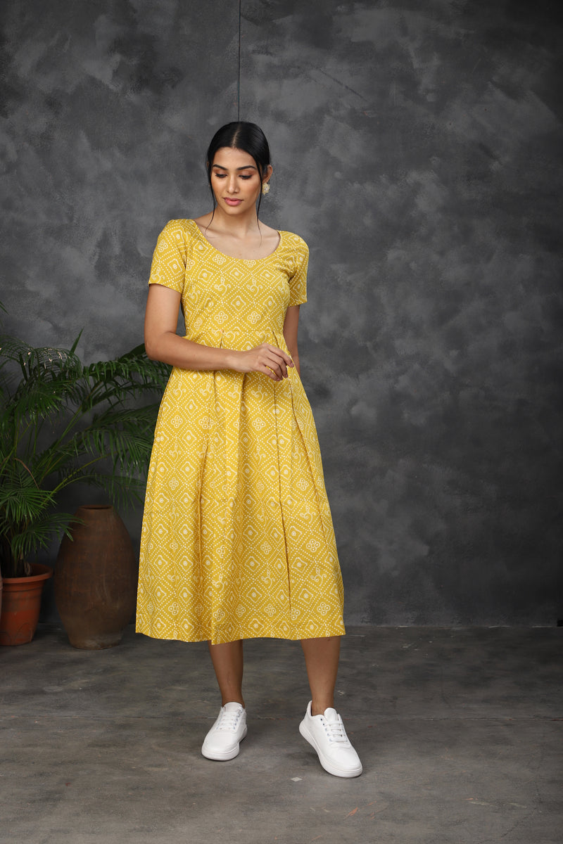Yellow printed dress (Top)