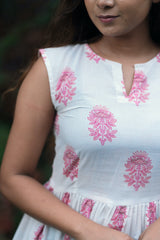 white pink motif Cotton dress (Top)