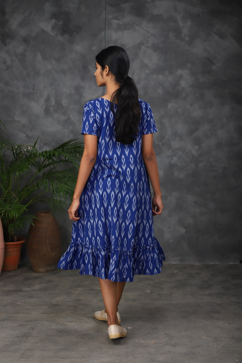 Blue Ikkat cotton dress (Top)